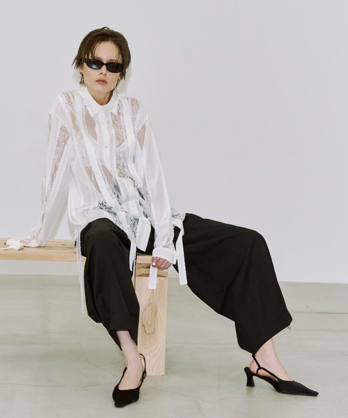 JOSE MOON(ジョゼムーン)の「VERTICAL LACE SHIRT/ヴァーティカルレースシャツ(シャツ/ブラウス・レディース・ブラック/ホワイト・FREE)」の14枚目の写真