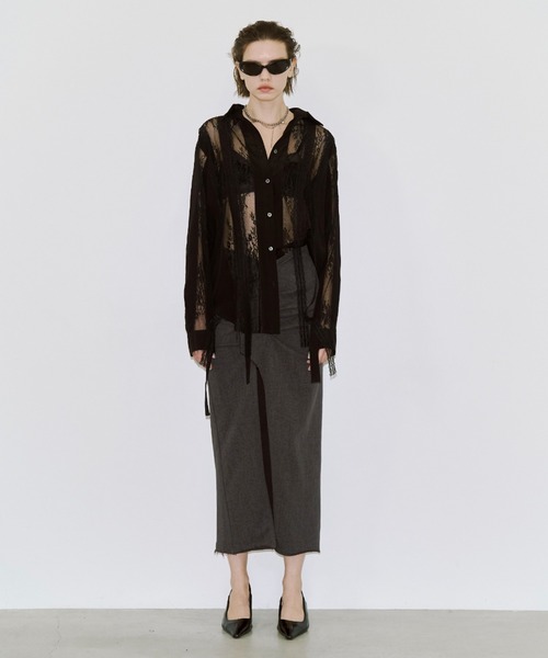 JOSE MOON(ジョゼムーン)の「VERTICAL LACE SHIRT/ヴァーティカルレースシャツ(シャツ/ブラウス・レディース・ブラック/ホワイト・FREE)」の22枚目の写真