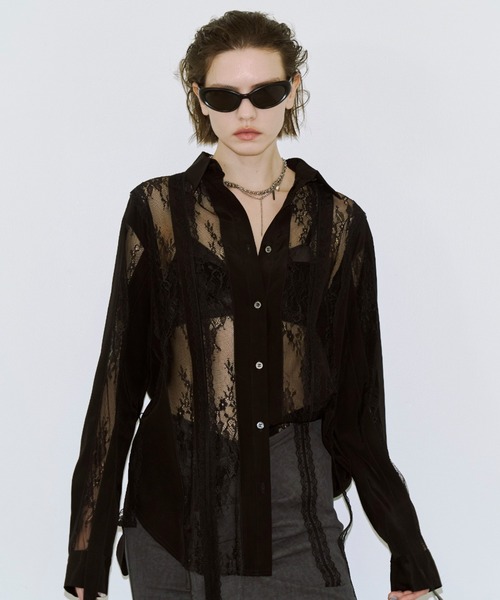 JOSE MOON(ジョゼムーン)の「VERTICAL LACE SHIRT/ヴァーティカルレースシャツ(シャツ/ブラウス・レディース・ブラック/ホワイト・FREE)」の17枚目の写真