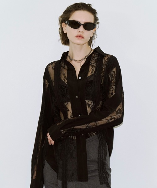 JOSE MOON(ジョゼムーン)の「VERTICAL LACE SHIRT/ヴァーティカルレースシャツ(シャツ/ブラウス・レディース・ブラック/ホワイト・FREE)」の19枚目の写真