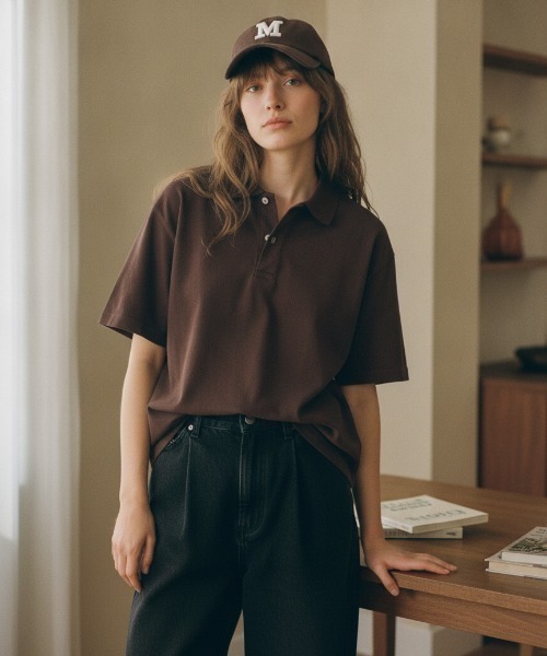 LOS ANGELES APPAREL(ロサンゼルスアパレル)の「【Los Angeles Apparel/ロサンゼルス・アパレル】 Short Sleeve Polo T-Shirt/半袖 ポロシャツ 無地 / 6.5oz コットンジャージ / ガーメントダイ/ USA製 / ユニセックス(ポロシャツ・メンズ・ブラック/ブラック系その他/チョコ/オフホワイト・MEDIUM/LARGE/X-LARGE)」の14枚目の写真