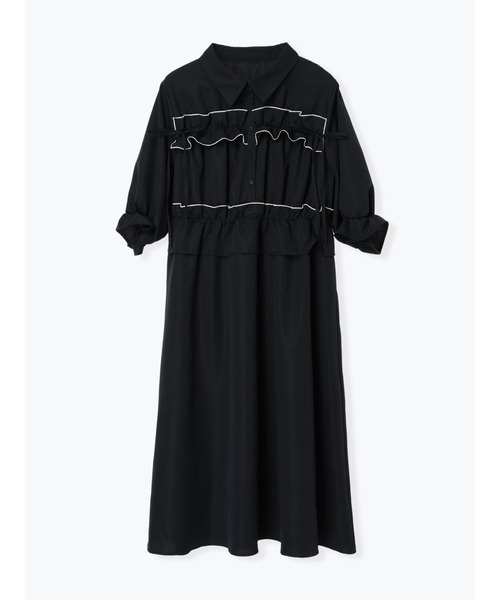 Re-J&SUPURE(リジェイアンドスプル)の「【大きいサイズ】フリル×リボンシャツワンピース(無地・ストライプ)(ワンピース・レディース・ネイビー/A・XXXX-LARGE/XXX-LARGE/XX-LARGE)」の11枚目の写真