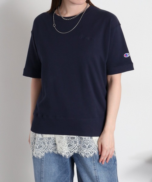 Champion(チャンピオン)の「【Champion】SHORT SLEEVE CREW NECK SWEAT(Tシャツ/カットソー・レディース・アッシュグレー/ネイビー/オフホワイト・L)」の3枚目の写真