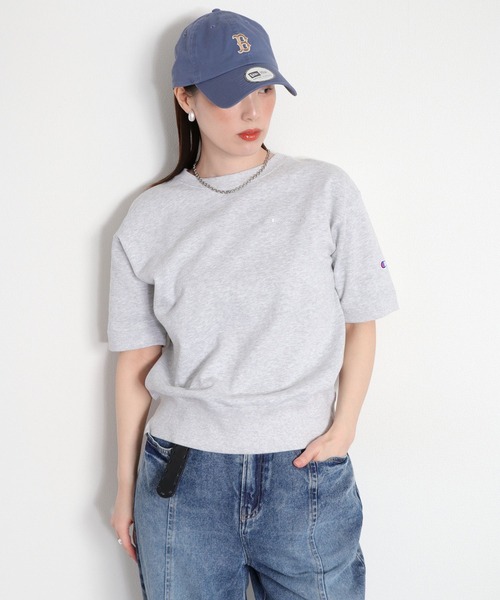 Champion(チャンピオン)の「【Champion】SHORT SLEEVE CREW NECK SWEAT(Tシャツ/カットソー・レディース・アッシュグレー/ネイビー/オフホワイト・L)」の1枚目の写真