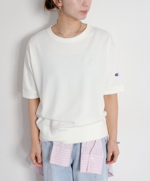 Champion(チャンピオン)の「【Champion】SHORT SLEEVE CREW NECK SWEAT(Tシャツ/カットソー・レディース・アッシュグレー/ネイビー/オフホワイト・L)」の9枚目の写真
