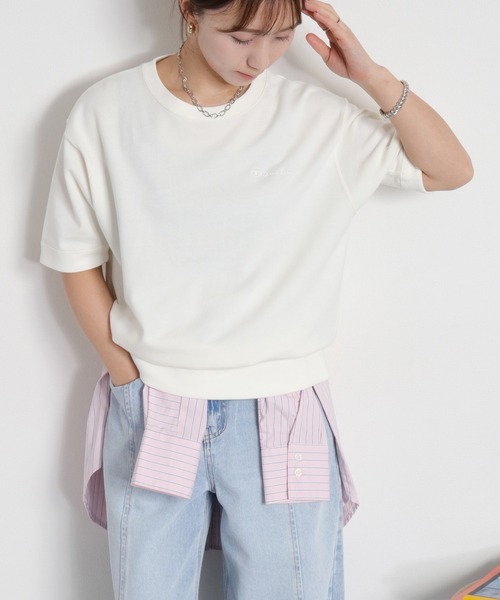 Champion(チャンピオン)の「【Champion】SHORT SLEEVE CREW NECK SWEAT(Tシャツ/カットソー・レディース・アッシュグレー/ネイビー/オフホワイト・L)」の16枚目の写真