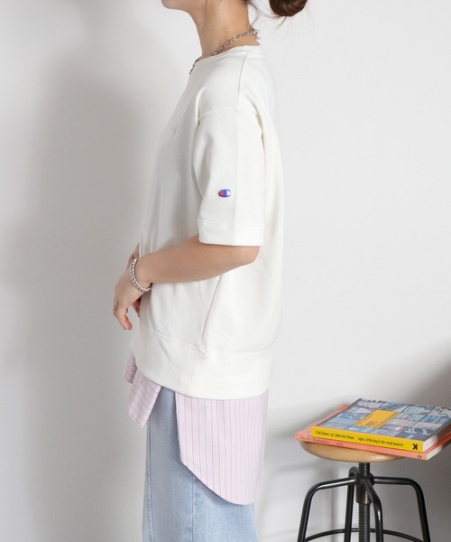 Champion(チャンピオン)の「【Champion】SHORT SLEEVE CREW NECK SWEAT(Tシャツ/カットソー・レディース・アッシュグレー/ネイビー/オフホワイト・L)」の12枚目の写真