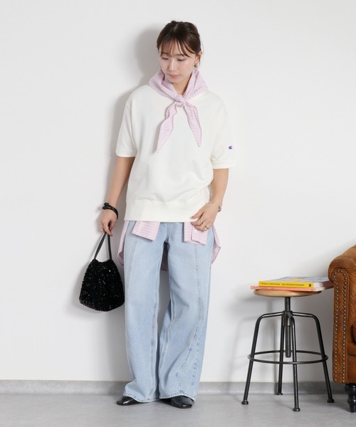 Champion(チャンピオン)の「【Champion】SHORT SLEEVE CREW NECK SWEAT(Tシャツ/カットソー・レディース・アッシュグレー/ネイビー/オフホワイト・L)」の8枚目の写真