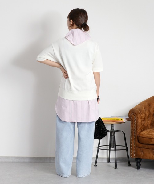 Champion(チャンピオン)の「【Champion】SHORT SLEEVE CREW NECK SWEAT(Tシャツ/カットソー・レディース・アッシュグレー/ネイビー/オフホワイト・L)」の6枚目の写真