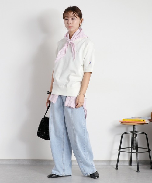 Champion(チャンピオン)の「【Champion】SHORT SLEEVE CREW NECK SWEAT(Tシャツ/カットソー・レディース・アッシュグレー/ネイビー/オフホワイト・L)」の5枚目の写真