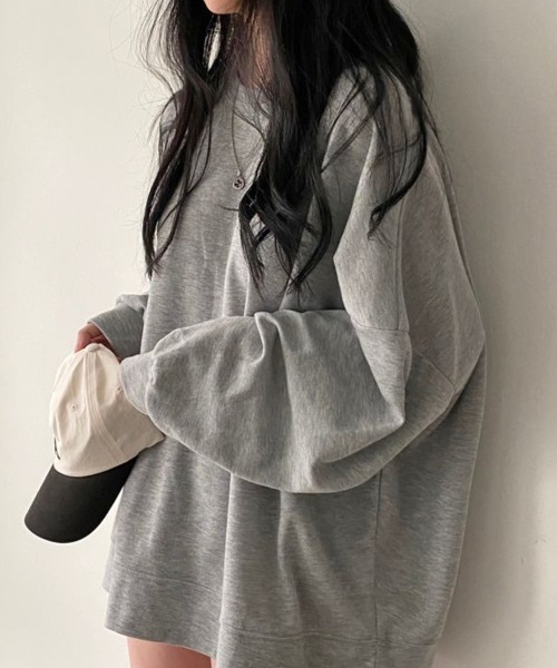 mielu(ミエル)の「ゆるオーバースウェット(スウェット・レディース・ピンク/ブルー/グレー・MEDIUM/LARGE)」の1枚目の写真