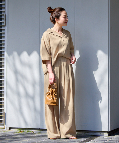 B.C STOCK(ベーセーストック)の「《2点セット》ウォッシャブル / 撥水 / add Function シャツ+パンツ(つなぎ/オールインワン・レディース・ベージュ/スミクロ・FREE)」の14枚目の写真