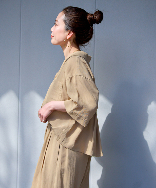 B.C STOCK(ベーセーストック)の「《2点セット》ウォッシャブル / 撥水 / add Function シャツ+パンツ(つなぎ/オールインワン・レディース・ベージュ/スミクロ・FREE)」の18枚目の写真