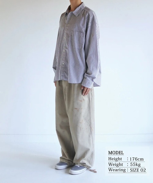 Anachronorm（アナクロノーム）の「【ANACHRONORM】HAND-SPRAYED STRIPE SHIRTS（シャツ/ブラウス・メンズ・ホワイト/ブルー・2）」の8枚目の写真