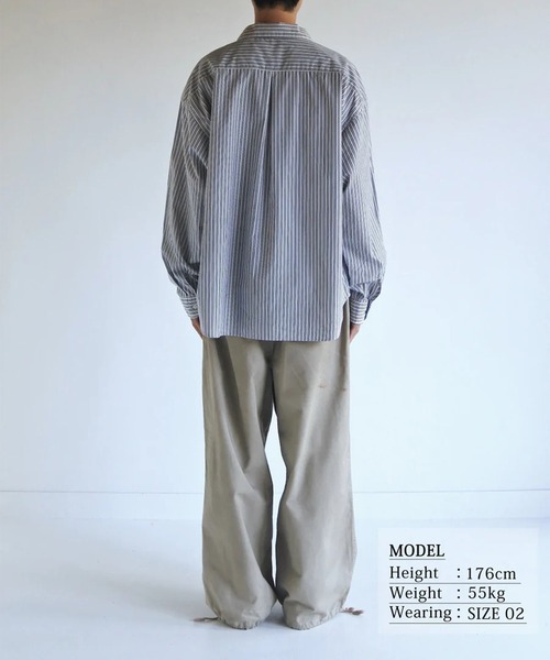 Anachronorm（アナクロノーム）の「【ANACHRONORM】HAND-SPRAYED STRIPE SHIRTS（シャツ/ブラウス・メンズ・ホワイト/ブルー・2）」の9枚目の写真