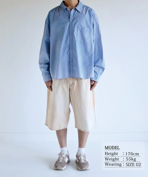 Anachronorm（アナクロノーム）の「【ANACHRONORM】HAND-SPRAYED STRIPE SHIRTS（シャツ/ブラウス・メンズ・ホワイト/ブルー・2）」の10枚目の写真