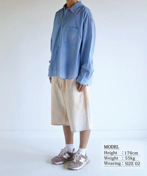 Anachronorm（アナクロノーム）の「【ANACHRONORM】HAND-SPRAYED STRIPE SHIRTS（シャツ/ブラウス・メンズ・ホワイト/ブルー・2）」の11枚目の写真