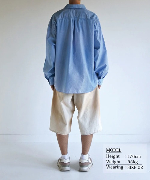 Anachronorm（アナクロノーム）の「【ANACHRONORM】HAND-SPRAYED STRIPE SHIRTS（シャツ/ブラウス・メンズ・ホワイト/ブルー・2）」の12枚目の写真