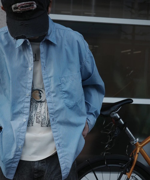 Anachronorm（アナクロノーム）の「【ANACHRONORM】HAND-SPRAYED STRIPE SHIRTS（シャツ/ブラウス・メンズ・ホワイト/ブルー・2）」の21枚目の写真