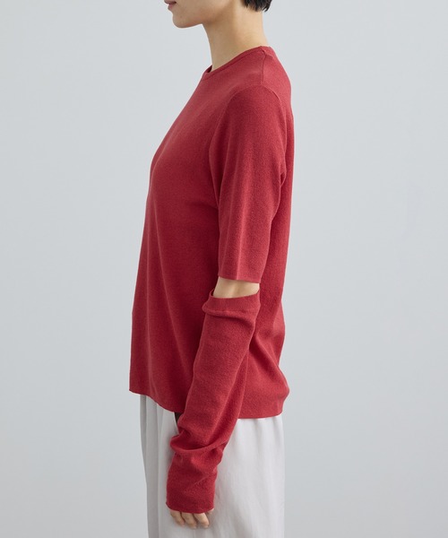 SALON adam et rope'(サロン アダム エ ロペ)の「LOTUS アームカバーTシャツ(Tシャツ/カットソー・レディース・ブラウン/レッド/オフホワイト・FREE)」の13枚目の写真