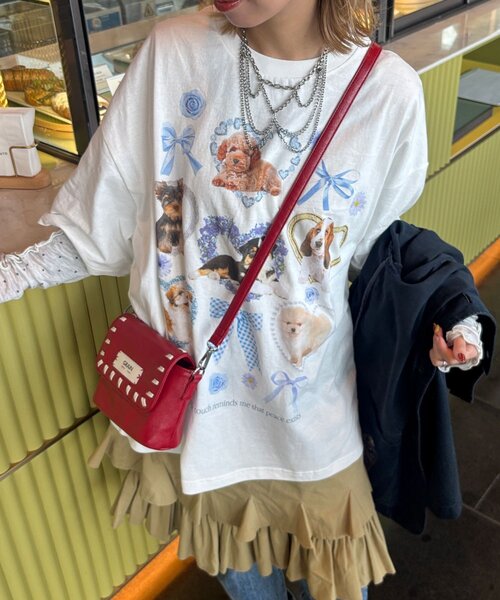 CIAOPANIC（チャオパニック）の「わんにゃんぴょんBIGTee（Tシャツ/カットソー・レディース・ホワイト系その他2/ホワイト系その他・ONE SIZE）」の2枚目の写真
