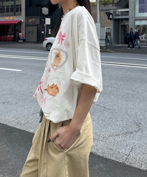 CIAOPANIC（チャオパニック）の「わんにゃんぴょんBIGTee（Tシャツ/カットソー・レディース・ホワイト系その他2/ホワイト系その他・ONE SIZE）」の3枚目の写真