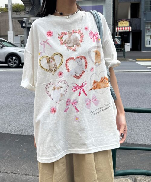 CIAOPANIC（チャオパニック）の「わんにゃんぴょんBIGTee（Tシャツ/カットソー・レディース・ホワイト系その他2/ホワイト系その他・ONE SIZE）」の20枚目の写真