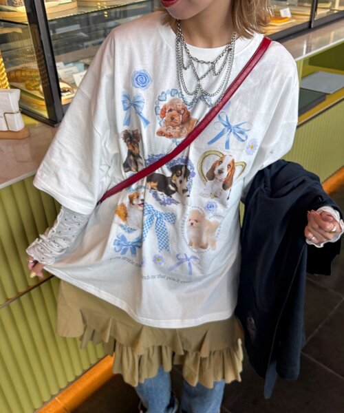 CIAOPANIC（チャオパニック）の「わんにゃんぴょんBIGTee（Tシャツ/カットソー・レディース・ホワイト系その他2/ホワイト系その他・ONE SIZE）」の16枚目の写真