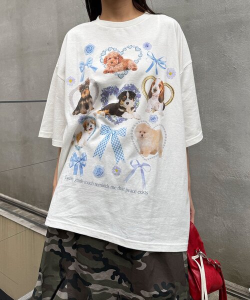CIAOPANIC（チャオパニック）の「わんにゃんぴょんBIGTee（Tシャツ/カットソー・レディース・ホワイト系その他2/ホワイト系その他・ONE SIZE）」の12枚目の写真