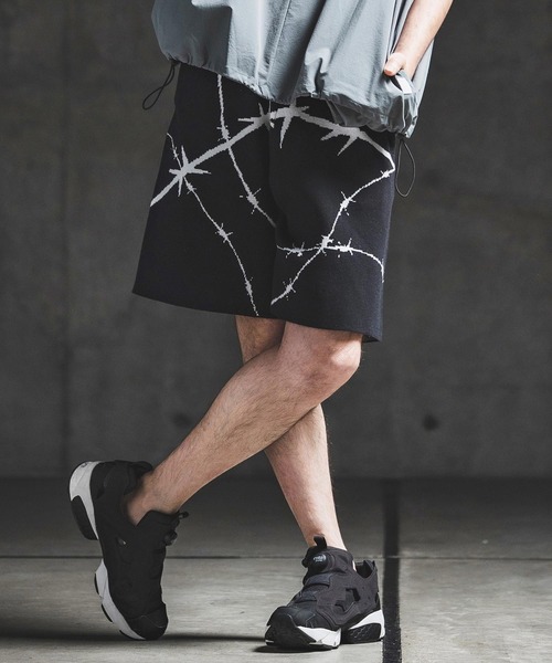 GLIMCLAP(グリムクラップ)の「mp14928- Barbed Wire Jacquard Knit Shorts ニットショートパンツ(202-038-gls-cg)(その他パンツ・メンズ・キナリ/チャコールグレー/ブラック/ミックスグレー・S/M/L)」の5枚目の写真