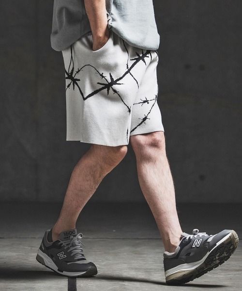 GLIMCLAP(グリムクラップ)の「mp14928- Barbed Wire Jacquard Knit Shorts ニットショートパンツ(202-038-gls-cg)(その他パンツ・メンズ・キナリ/チャコールグレー/ブラック/ミックスグレー・S/M/L)」の10枚目の写真
