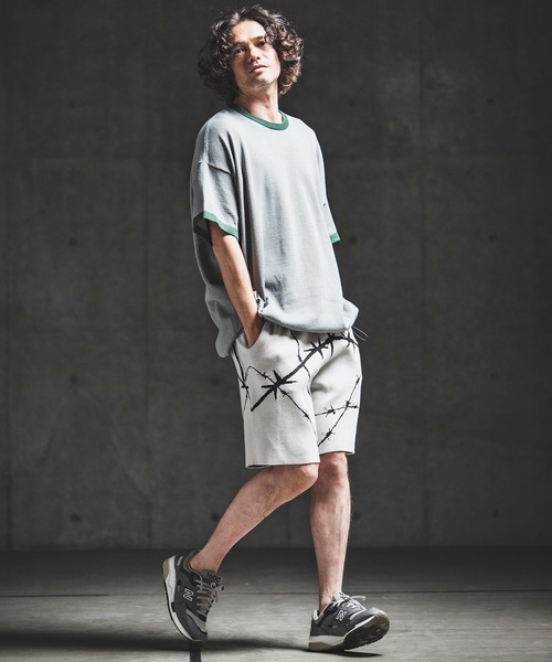 GLIMCLAP(グリムクラップ)の「mp14928- Barbed Wire Jacquard Knit Shorts ニットショートパンツ(202-038-gls-cg)(その他パンツ・メンズ・キナリ/チャコールグレー/ブラック/ミックスグレー・S/M/L)」の12枚目の写真