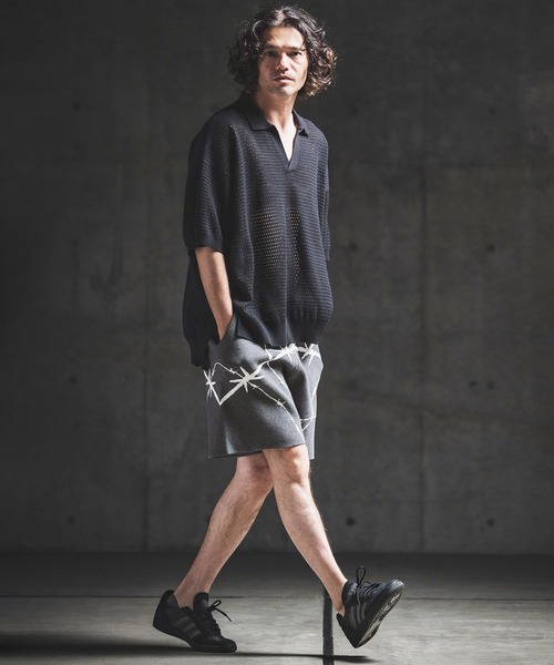 GLIMCLAP(グリムクラップ)の「mp14928- Barbed Wire Jacquard Knit Shorts ニットショートパンツ(202-038-gls-cg)(その他パンツ・メンズ・キナリ/チャコールグレー/ブラック/ミックスグレー・S/M/L)」の22枚目の写真