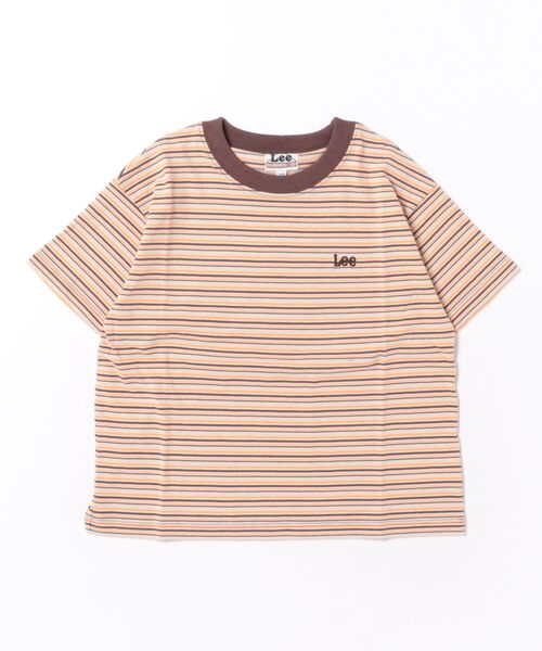 Lee(リー)の「【110-150cm】キッズ LeeマルチボーダーTシャツ(Tシャツ/カットソー・キッズ・ブラウン/チャコール・110/130/140/150/120)」の1枚目の写真