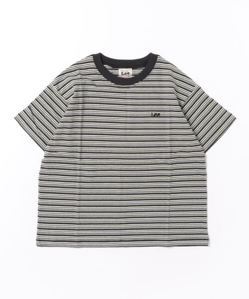 Lee(リー)の「【110-150cm】キッズ LeeマルチボーダーTシャツ(Tシャツ/カットソー・キッズ・ブラウン/チャコール・110/130/140/150/120)」の2枚目の写真