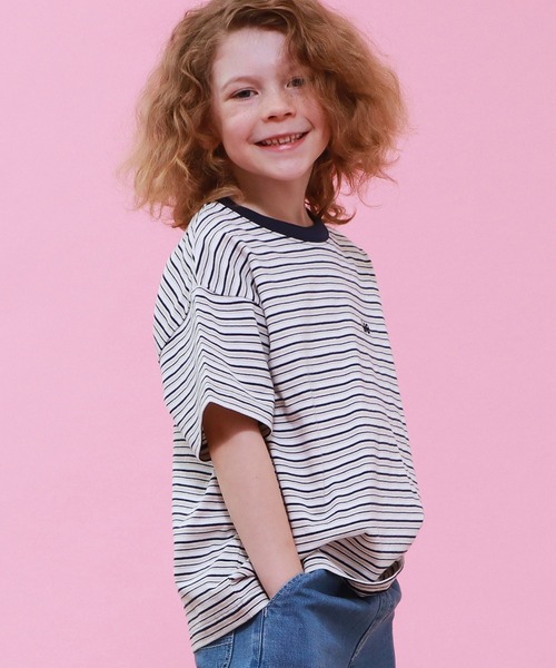 Lee（リー）の「Lee/リー【110-150cm】キッズ LeeマルチボーダーTシャツ（Tシャツ/カットソー・キッズ・ブラウン/チャコール/ネイビー・110/130/140/150/120）」の14枚目の写真
