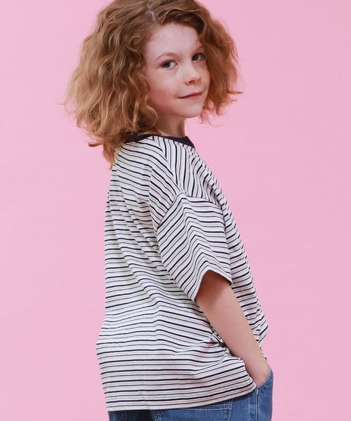 Lee（リー）の「Lee/リー【110-150cm】キッズ LeeマルチボーダーTシャツ（Tシャツ/カットソー・キッズ・ブラウン/チャコール/ネイビー・110/130/140/150/120）」の17枚目の写真