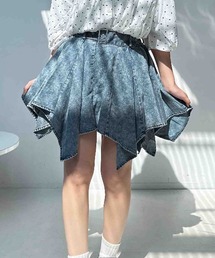 〇ベルト付き イレギュラーへムラインミニスカート