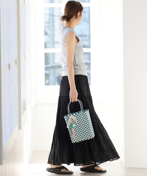 JOURNAL STANDARD relume（ジャーナルスタンダード　レリューム）の「《WEB限定追加2》コットンボイルクリンクルティアードスカート（スカート・レディース・ブラック/ブラウン/ホワイト・FREE）」の6枚目の写真