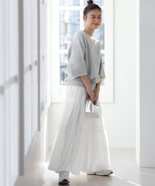 JOURNAL STANDARD relume（ジャーナルスタンダード　レリューム）の「《WEB限定追加2》コットンボイルクリンクルティアードスカート（スカート・レディース・ブラック/ブラウン/ホワイト・FREE）」の13枚目の写真