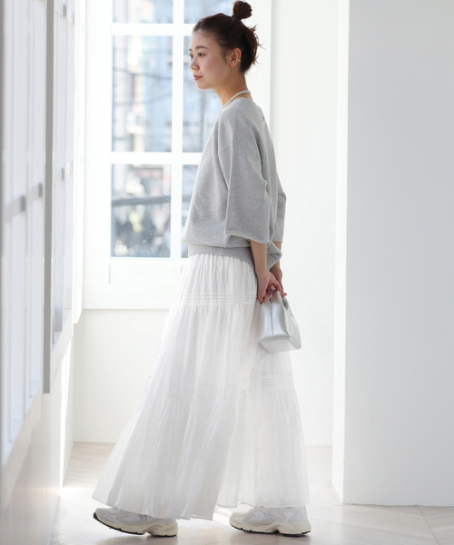 JOURNAL STANDARD relume（ジャーナルスタンダード　レリューム）の「《WEB限定追加2》コットンボイルクリンクルティアードスカート（スカート・レディース・ブラック/ブラウン/ホワイト・FREE）」の14枚目の写真