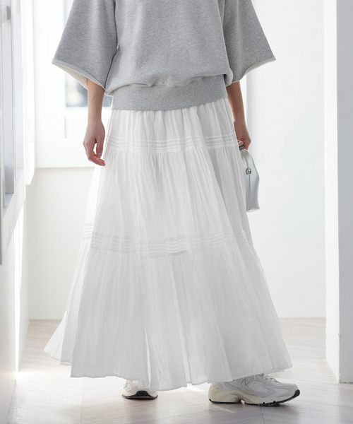 JOURNAL STANDARD relume（ジャーナルスタンダード　レリューム）の「《WEB限定追加2》コットンボイルクリンクルティアードスカート（スカート・レディース・ブラック/ブラウン/ホワイト・FREE）」の16枚目の写真
