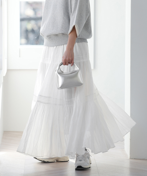 JOURNAL STANDARD relume（ジャーナルスタンダード　レリューム）の「《WEB限定追加2》コットンボイルクリンクルティアードスカート（スカート・レディース・ブラック/ブラウン/ホワイト・FREE）」の18枚目の写真