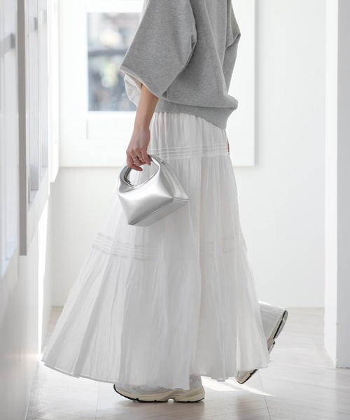 JOURNAL STANDARD relume（ジャーナルスタンダード　レリューム）の「《WEB限定追加2》コットンボイルクリンクルティアードスカート（スカート・レディース・ブラック/ブラウン/ホワイト・FREE）」の19枚目の写真