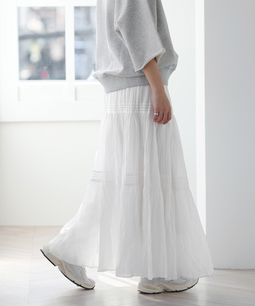JOURNAL STANDARD relume（ジャーナルスタンダード　レリューム）の「《WEB限定追加2》コットンボイルクリンクルティアードスカート（スカート・レディース・ブラック/ブラウン/ホワイト・FREE）」の20枚目の写真