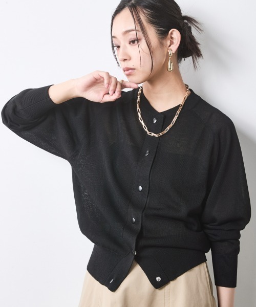 CHIC STYLE(シックスタイル)の「シアーニットブルゾン<大きいサイズ有>シックスタイル(スウェット・レディース・グレー/モカ/ブラック・L/M/3L/LL/5L/4L)」の11枚目の写真