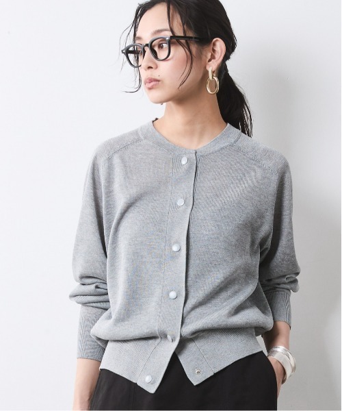 CHIC STYLE(シックスタイル)の「シアーニットブルゾン<大きいサイズ有>シックスタイル(スウェット・レディース・グレー/モカ/ブラック・L/M/3L/LL/5L/4L)」の7枚目の写真