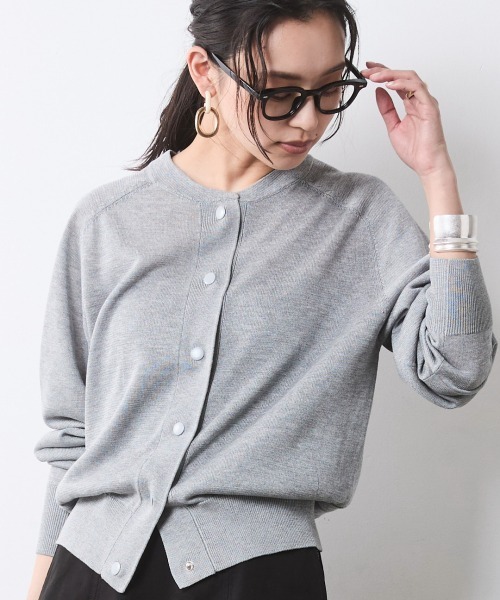 CHIC STYLE(シックスタイル)の「シアーニットブルゾン<大きいサイズ有>シックスタイル(スウェット・レディース・グレー/モカ/ブラック・L/M/3L/LL/5L/4L)」の9枚目の写真