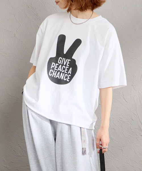 FUNG（ファング）の「[FUNG/ファング] GIVE PEACE カットオフ プリントTシャツ（Tシャツ/カットソー・レディース・ブラック/ホワイト・M）」の5枚目の写真