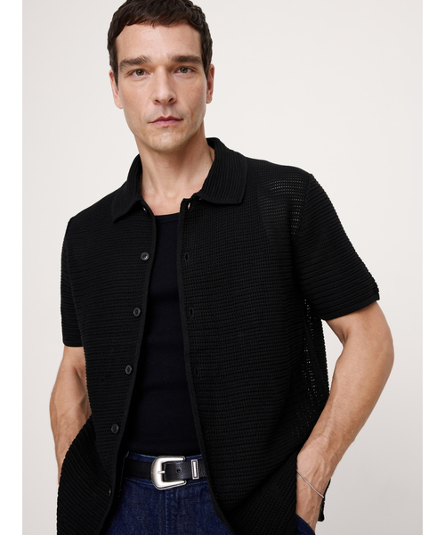 Banana Republic(バナナリパブリック)の「コットン メッシュ ポロ カーディガン(カーディガン/ボレロ・メンズ・ブラック/イエロー・S/M/L/XL)」の1枚目の写真